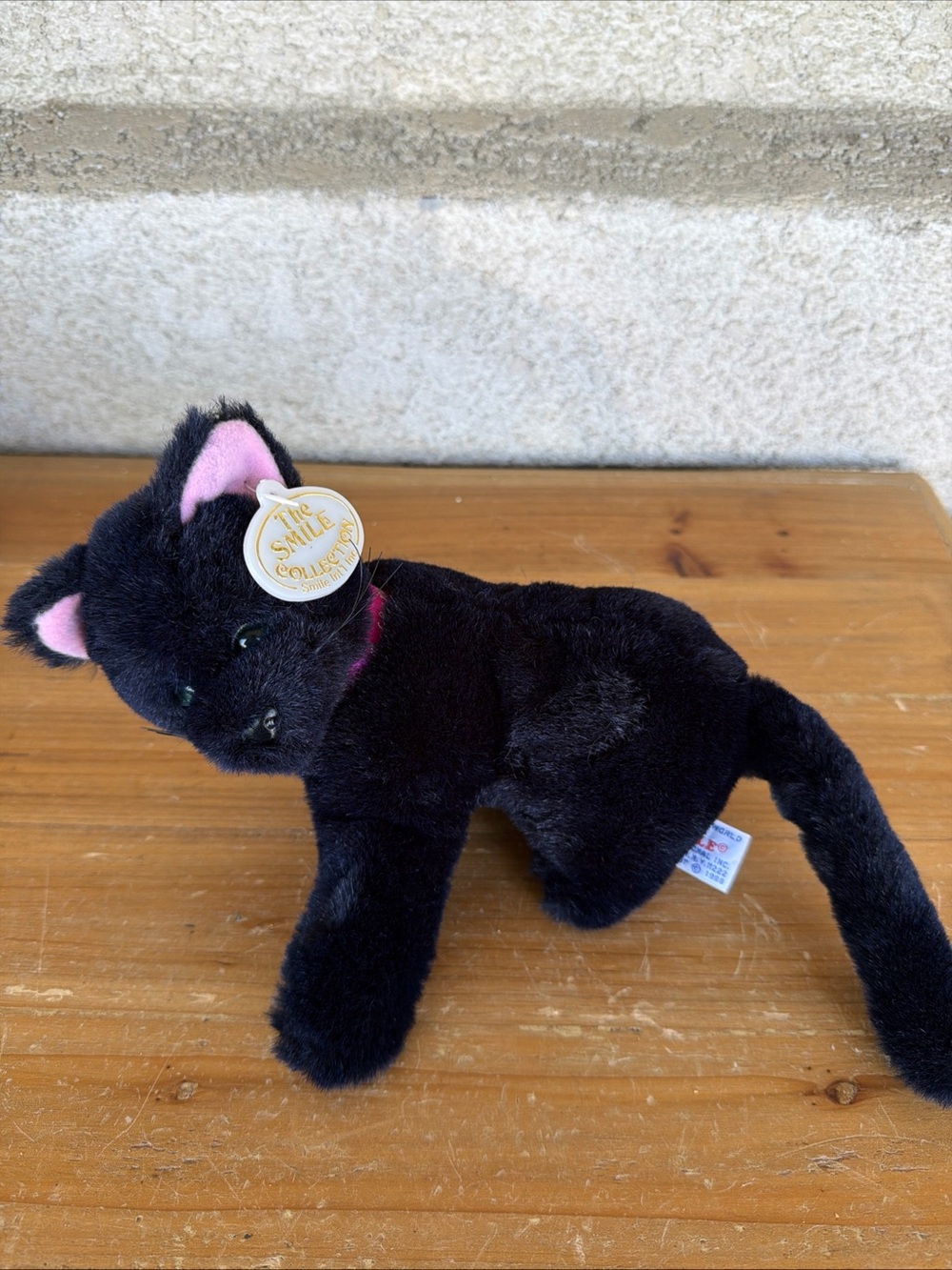 Black Plush Cat Toy with Pink Ears - Cozy Pet Playmate